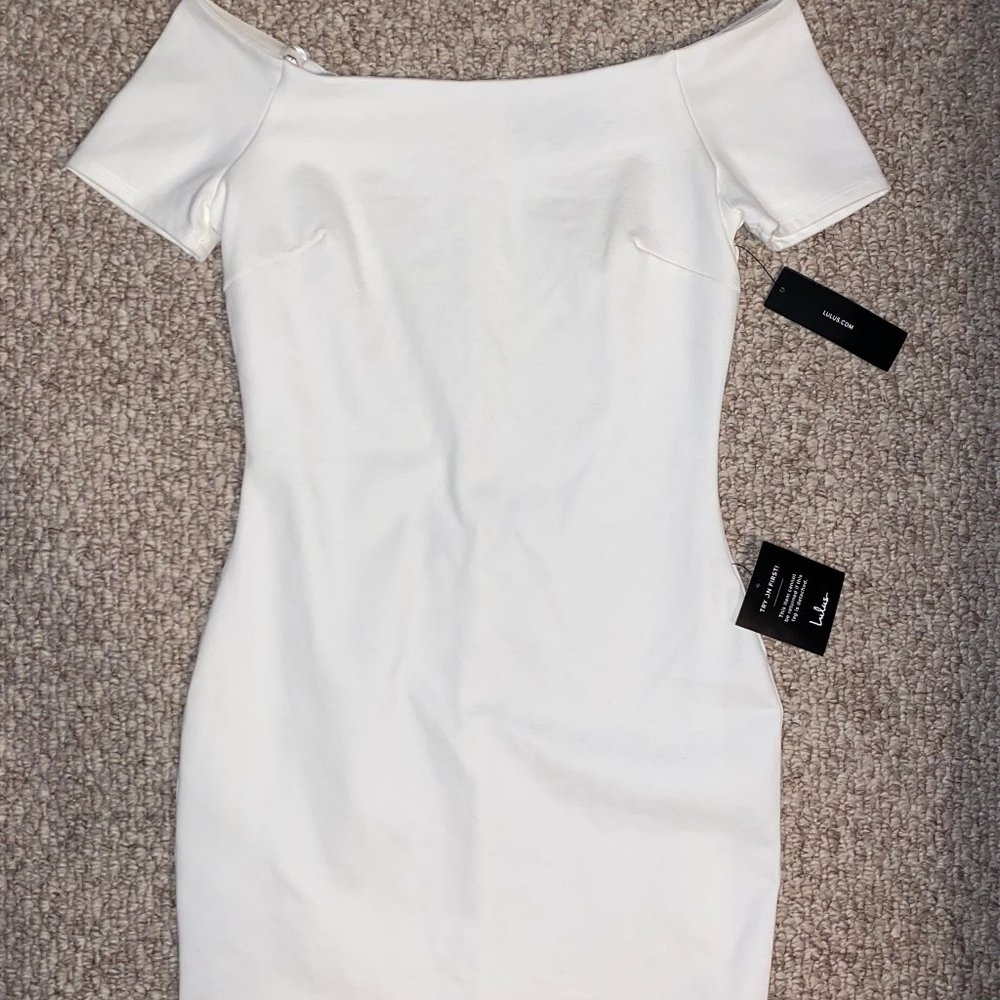 Lulus Tight Off-the-Shoulder White Dress